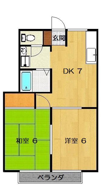 ハイツ山形2(2DK/2階)の間取り写真