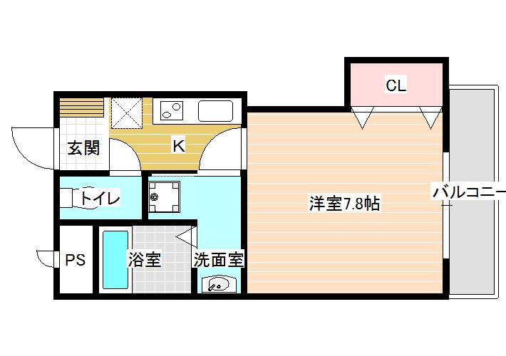 サンドレンスコート(1K/3階)の間取り写真
