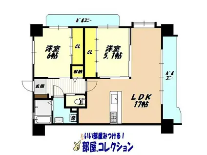 ギャラン井堀(2LDK/7階)の間取り写真