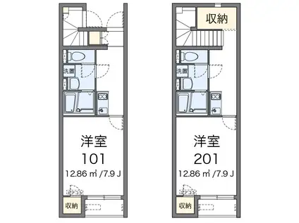 水晶館V(1K/2階)の間取り写真