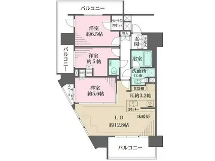 ザ・パークハウス中野坂上レジデンス(3LDK/7階)の間取り写真