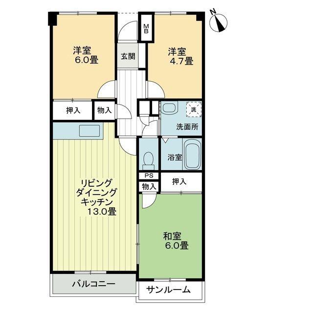 サンハイツ21(3LDK/4階)の間取り写真