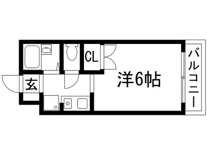 ジュネス売布(1K/3階)の間取り写真