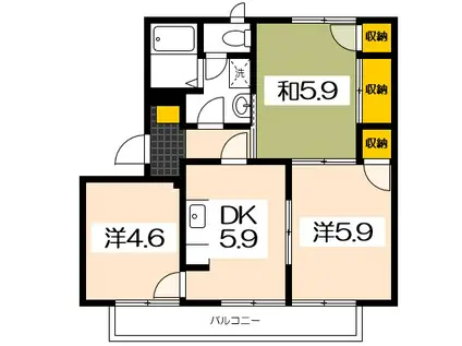 フレグランス宮郷 C棟(3DK/2階)の間取り写真