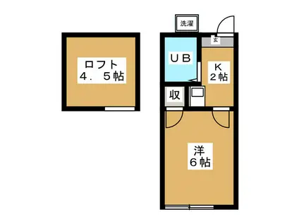 サンハイツ山下(1K/2階)の間取り写真