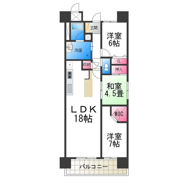インペリアル鳳(3LDK/5階)の間取り写真