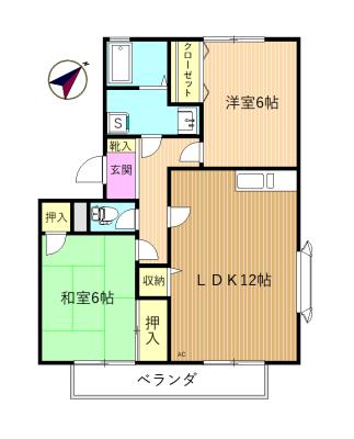 パークハイムB(2LDK/2階)の間取り写真