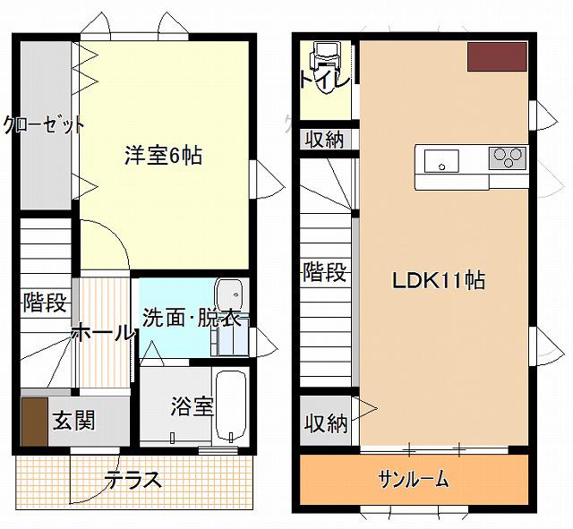 エルウッド18 B棟(1LDK/1階)の間取り写真