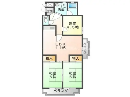 第2橋本マンション(3LDK/1階)の間取り写真