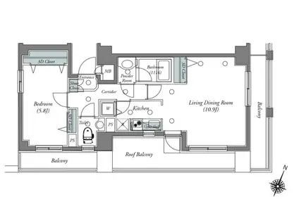 メインステージ松濤(1LDK/8階)の間取り写真