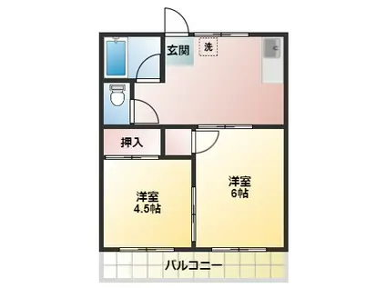 ダイワティアラ津田沼IV(2K/2階)の間取り写真