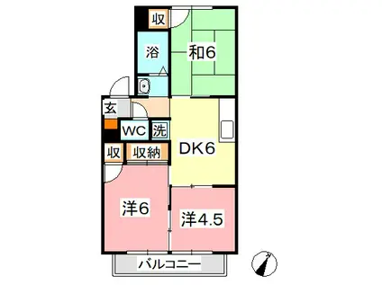 AIWA II(3DK/1階)の間取り写真