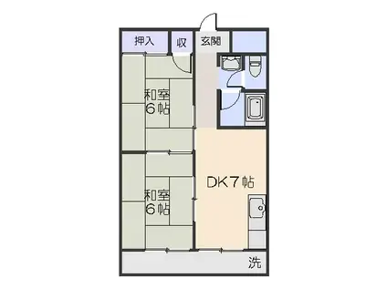 アパートメント・マコト(2DK/2階)の間取り写真