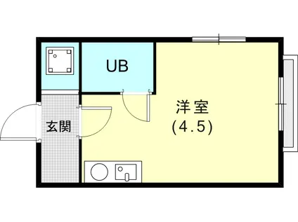 上沢ハイツ(ワンルーム/2階)の間取り写真