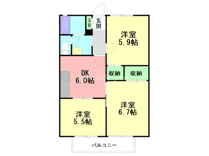 エクセル湘南 F(3DK/2階)の間取り写真