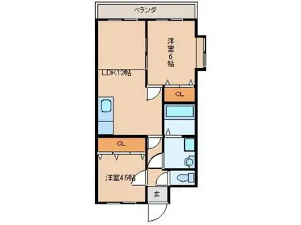 サンハイアットビル(2LDK/4階)の間取り写真