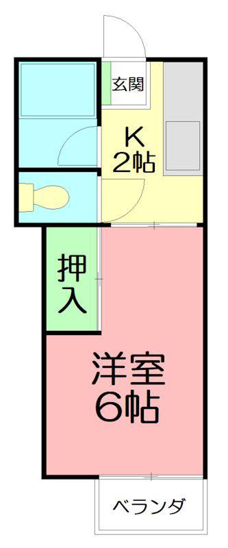 檜ハイツ(1K/2階)の間取り写真