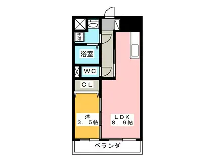 シンフォニー半田(1LDK/1階)の間取り写真