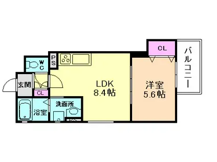 クリエオーレ大和田(1LDK/3階)の間取り写真