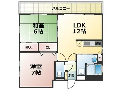 ロイヤルコートミヨシ(2LDK/3階)の間取り写真