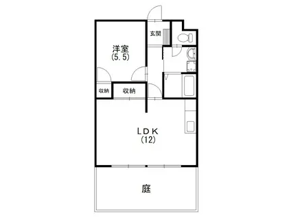 マンション沖之苑(1LDK/1階)の間取り写真