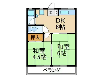 船橋良野マンション(2DK/2階)の間取り写真