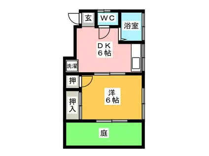 第2内田荘(1DK/1階)の間取り写真