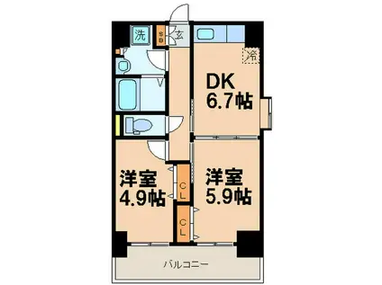 NOBLE RICH 博多(2DK/7階)の間取り写真