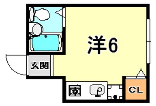 コーポクレドール(ワンルーム/2階)の間取り写真