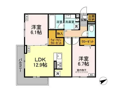 トリシアYH II(2LDK/2階)の間取り写真