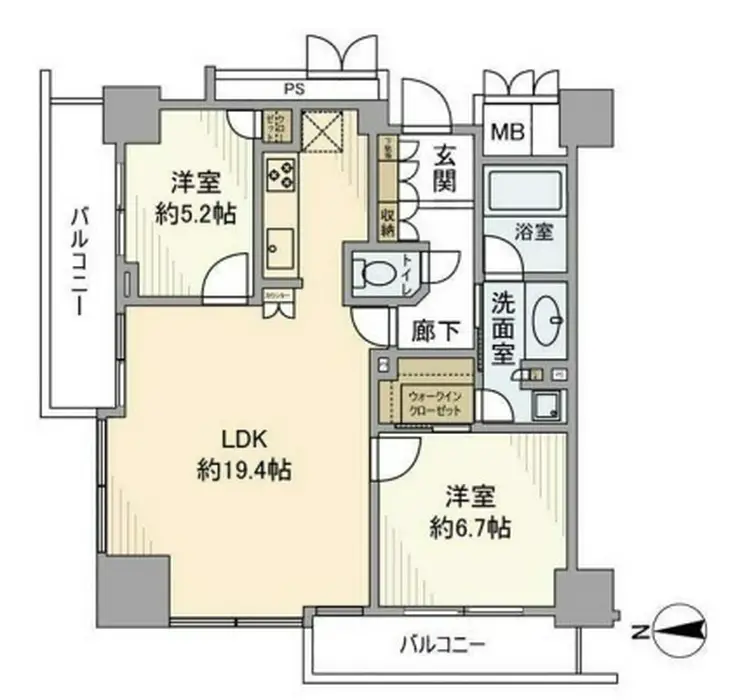 品川タワーフェイス 21階階 間取り