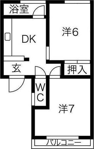 瀬川ハイツ(2DK/1階)の間取り写真