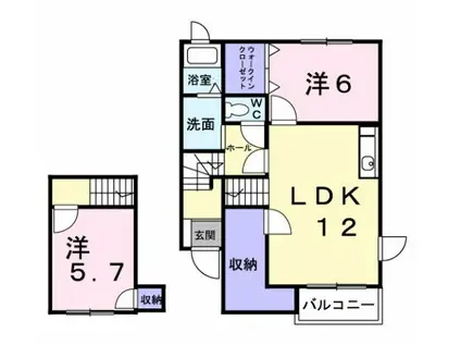 フォンテーヌIV(2LDK/2階)の間取り写真