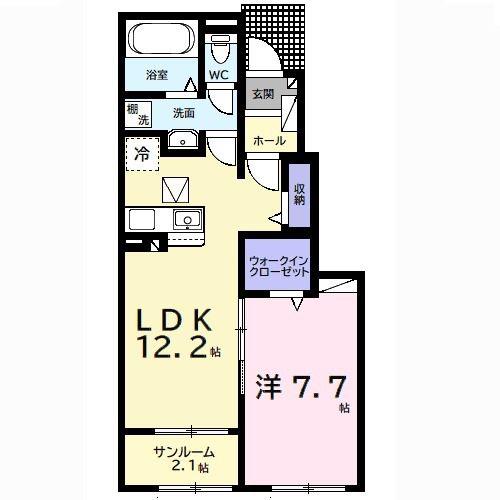 デスパシオ(1LDK/1階)の間取り写真