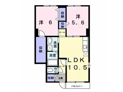 アヴニールIII(2LDK/1階)の間取り写真
