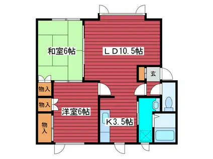 ワイド・フクダ(2LDK/3階)の間取り写真