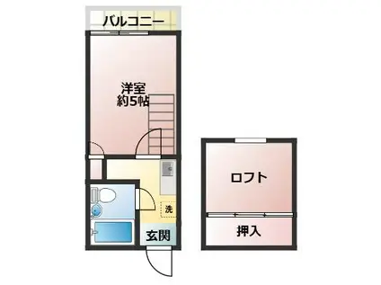 シティープラザS浦和(1K/2階)の間取り写真