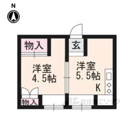 ハイツ京家(1K/2階)の間取り写真