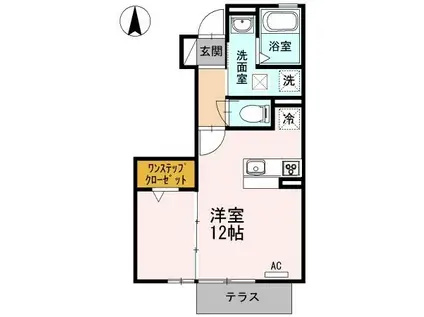 プリムローズII(1LDK/1階)の間取り写真