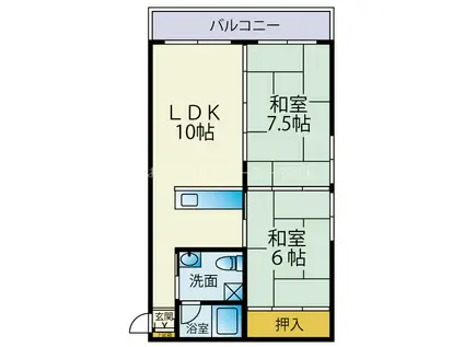 ライフインうすき(2LDK/2階)の間取り写真