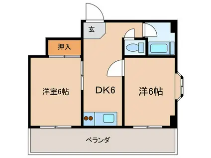 ペガサス(2DK/1階)の間取り写真