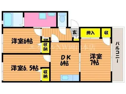 ディアコートLOVEIIC(3DK/2階)の間取り写真