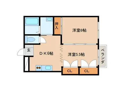 ライフM(2DK/2階)の間取り写真