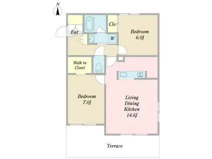 EXIA KANOKO(2LDK/1階)の間取り写真