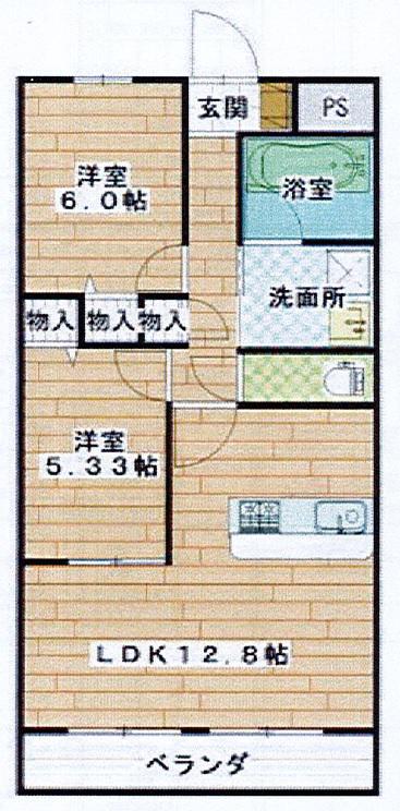 グランべール青山 B棟(2LDK/2階)の間取り写真