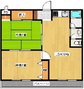 中村第一ビル(2LDK/5階)の間取り写真