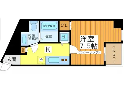 COLORS GARDEN 桜上水(1K/3階)の間取り写真