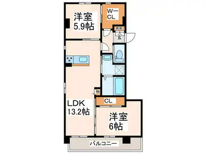 楠サンハイツVI(2LDK/1階)の間取り写真