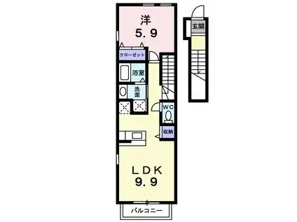 プリームラ(1LDK/2階)の間取り写真
