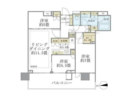 晴海フラッグパークビレッジ(3LDK/26階)の間取り写真